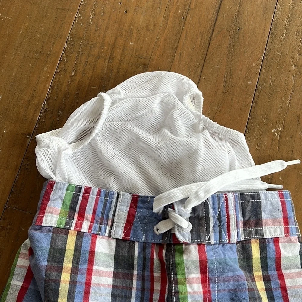Janie and jack plaid sailboat swim trunks